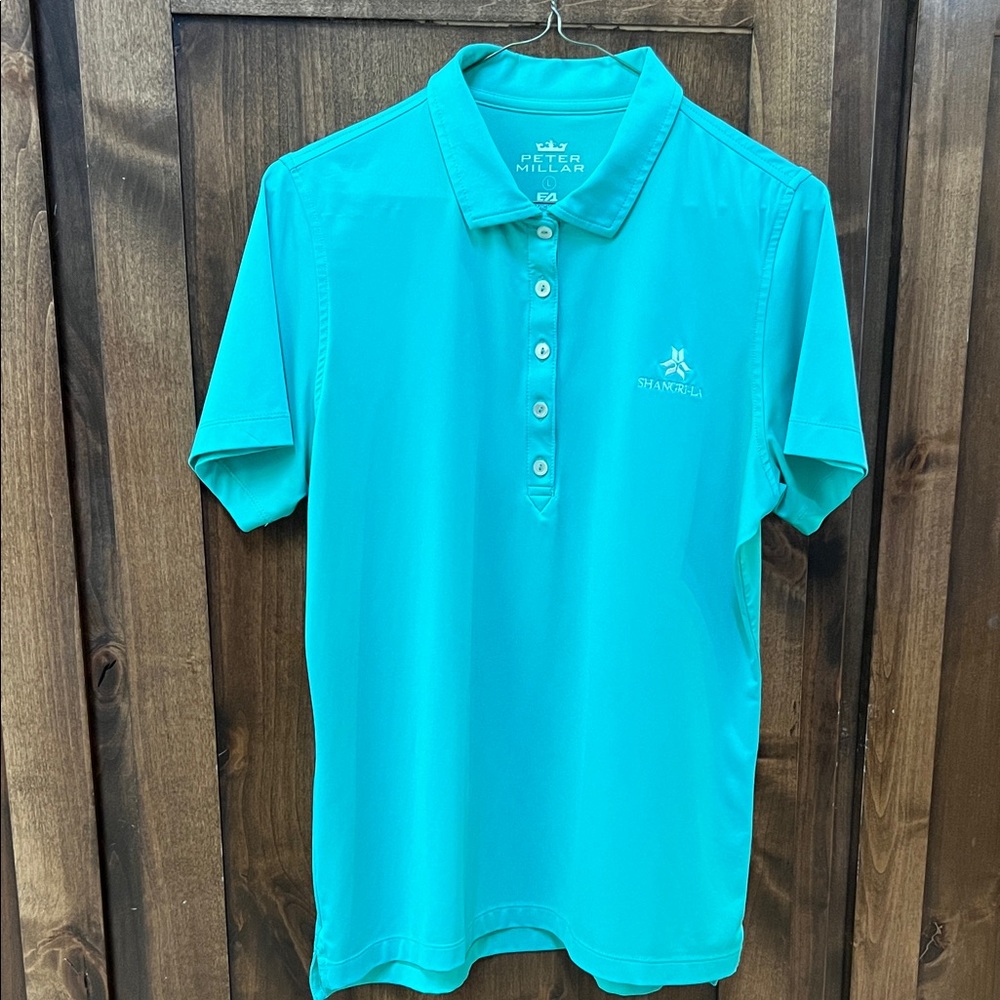 Peter Millar Teal Short-Sleeve Golf Polo